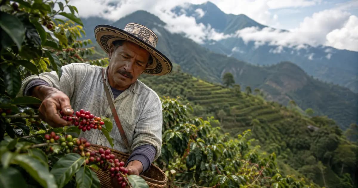 Cafea de specialitate din Columbia, ferma la altitudine inalta in regiunea Huila